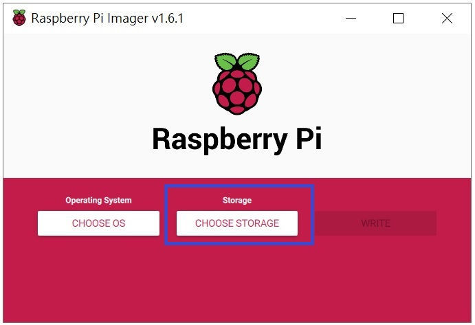 raspberry pi imager-choose storage