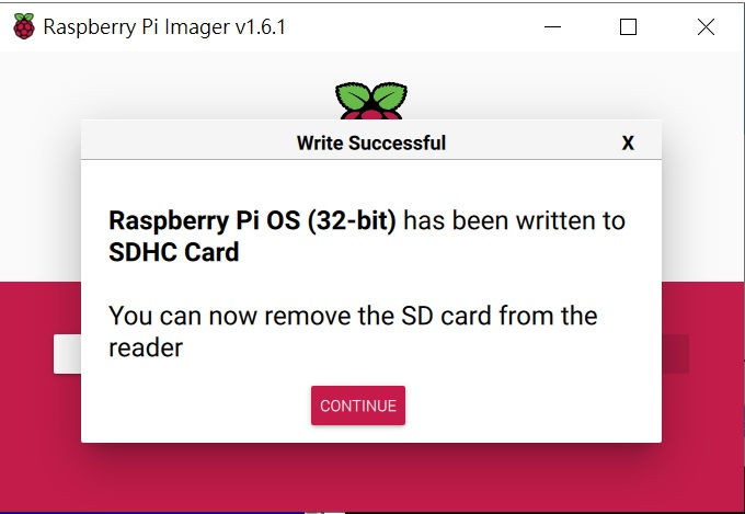raspberry pi imager-write-done